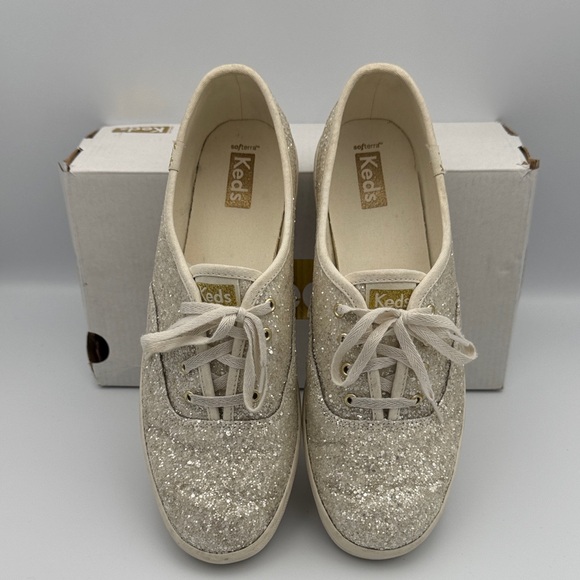 Keds Sparkly Sneakers, White, Size 9.5 - Picture 6 of 11